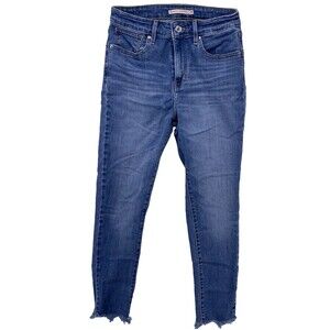 Levi's 721 Jeans Women Size 28x27 High Rise Skinny Blue Pants Fade Raw Hem